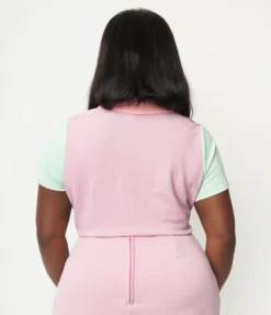 SMAK PARLOUR LILAC & MINT COLORBLOCK CROP TOP