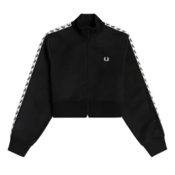 FRED PERRY CROPPED TAPED TRACK JACKET BLACK What's New