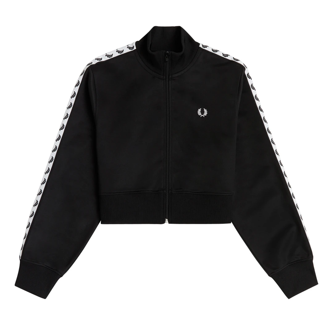 FRED PERRY CROPPED TAPED TRACK JACKET BLACK What's New 4 FRED PERRY CROPPED TAPED TRACK JACKET BLACK What's New