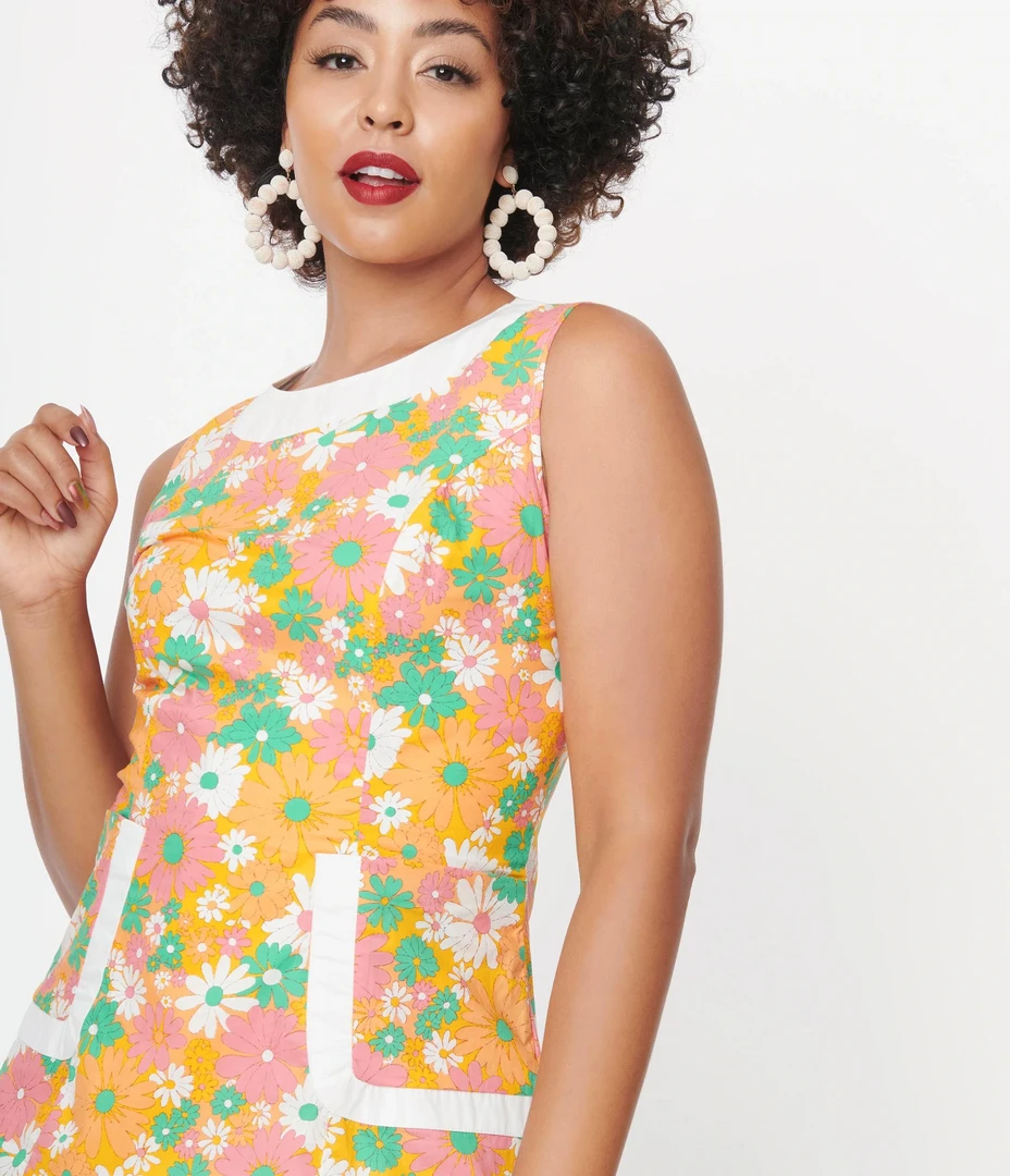 SMAK PARLOUR MUSTARD & PINK DAISY LIBERATED DRESS Shop Sour+Plus 4 SMAK PARLOUR MUSTARD & PINK DAISY LIBERATED DRESS Shop Sour+Plus