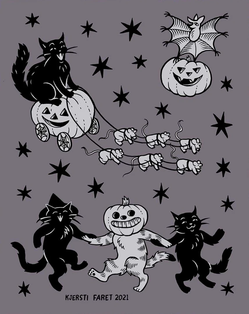 Homewares CAT COVEN DANCING FRIENDS PRINT 3 Homewares CAT COVEN DANCING FRIENDS PRINT