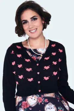 VOODOO VIXEN DAPHNE CUPID HEART CROPPED CARDIGAN Apparel