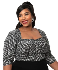 UNIQUE VINTAGE DAVIES HOUNDSTOOTH TOP Shop Sour+Plus