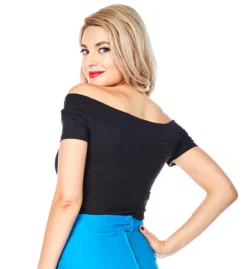 Bettie Page Clothing BETTIE PAGE DEBBY SHORT SLEEVE TOP BLACK Shop Sour+Plus