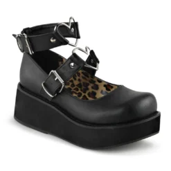 DEMONIA SPRITE PLATFORM MARY JANE WITH HEART O RINGS BLACK Footwear