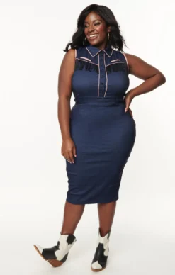 UNIQUE VINTAGE DENIM WESTERN FRINGE WIGGLE DRESS Shop Sour+Plus 14 UNIQUE VINTAGE DENIM WESTERN FRINGE WIGGLE DRESS Shop Sour+Plus