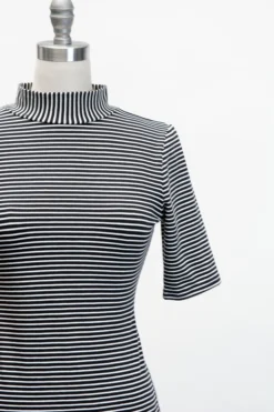 What's New HEART OF HAUTE STRIPED DENISE TOP BLACK/WHITE