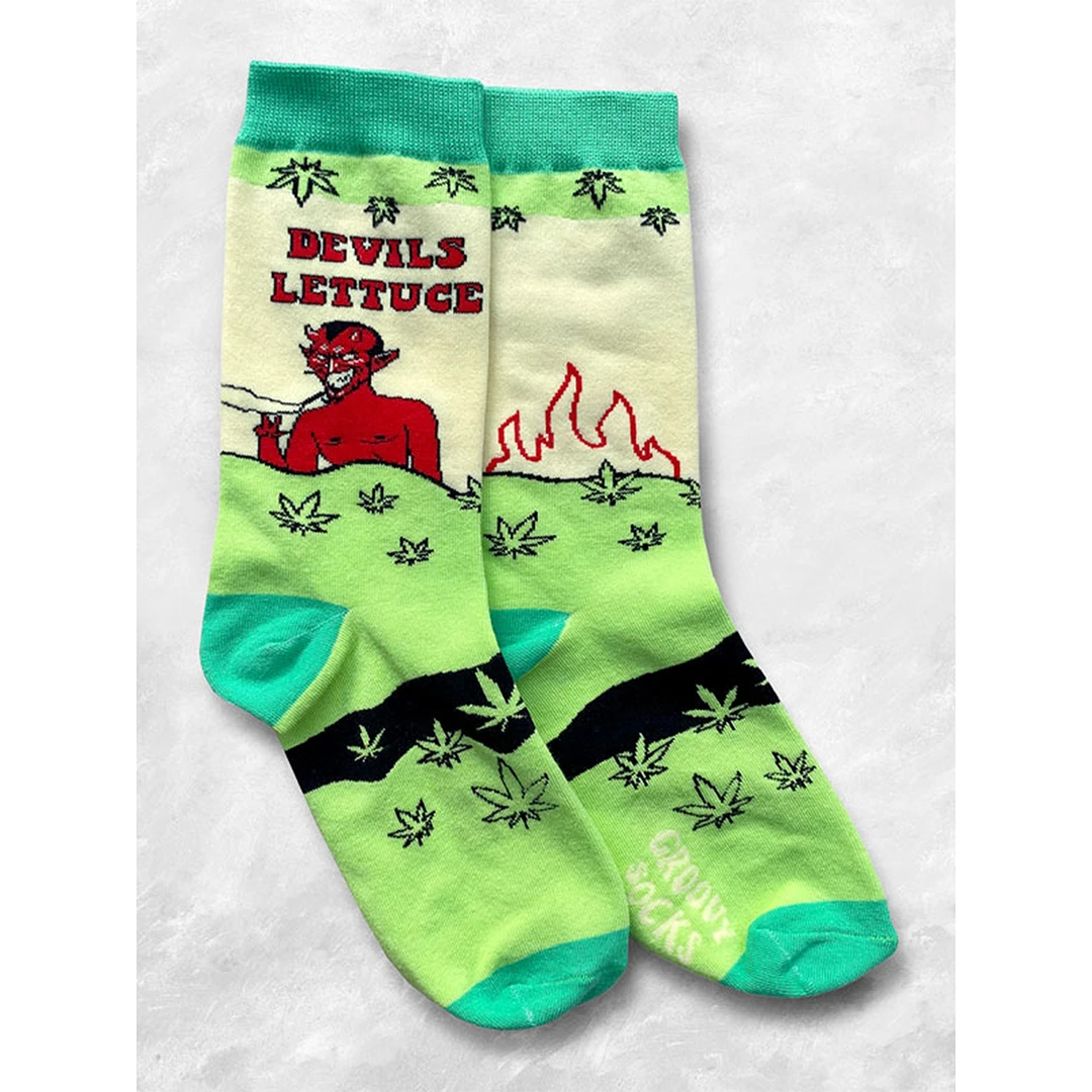 Groovy Things Co. GROOVY THINGS CO DEVIL'S LETTUCE WOMENS CREW SOCKS 3 Groovy Things Co. GROOVY THINGS CO DEVIL'S LETTUCE WOMENS CREW SOCKS