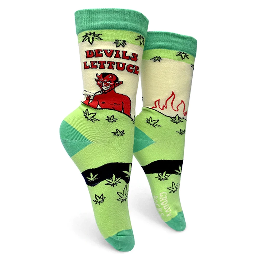 Groovy Things Co. GROOVY THINGS CO DEVIL'S LETTUCE WOMENS CREW SOCKS 5 Groovy Things Co. GROOVY THINGS CO DEVIL'S LETTUCE WOMENS CREW SOCKS