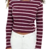 DICKIES GIRL LONG SLEEVE CROPPED STRIPED TOP