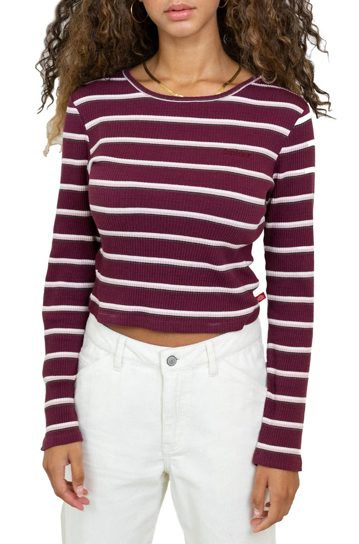 DICKIES GIRL LONG SLEEVE CROPPED STRIPED TOP 3 DICKIES GIRL LONG SLEEVE CROPPED STRIPED TOP