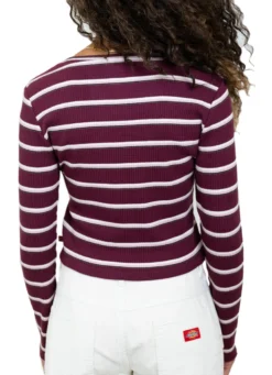 DICKIES GIRL LONG SLEEVE CROPPED STRIPED TOP