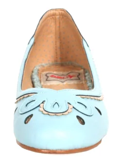 Bettie Page Shoes BETTIE PAGE DOLLY CUTOUT FLATS LIGHT BLUE