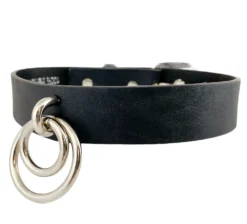 None DOUBLE RING LEATHER CHOKER