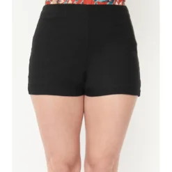 UNIQUE VINTAGE EASY BREEZY BENGALINE SHORTS BLACK Ghouls Just Wanna Have Sun