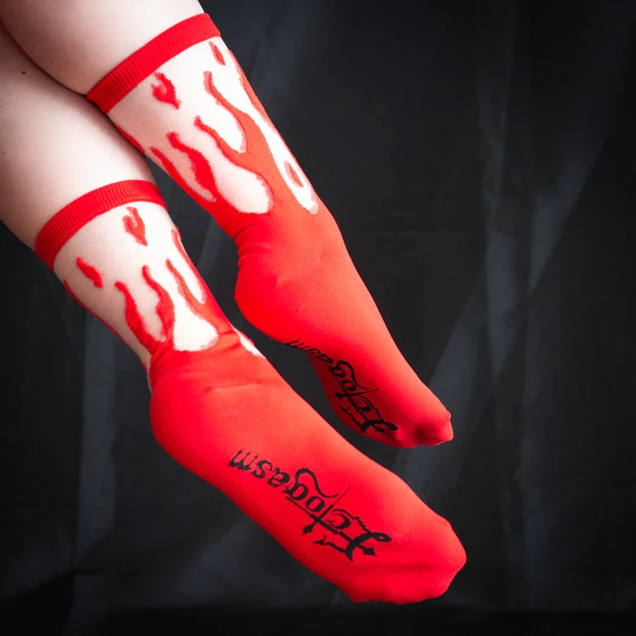 ECTOGASM SHEER FLAME SOCKS RED 6 ECTOGASM SHEER FLAME SOCKS RED