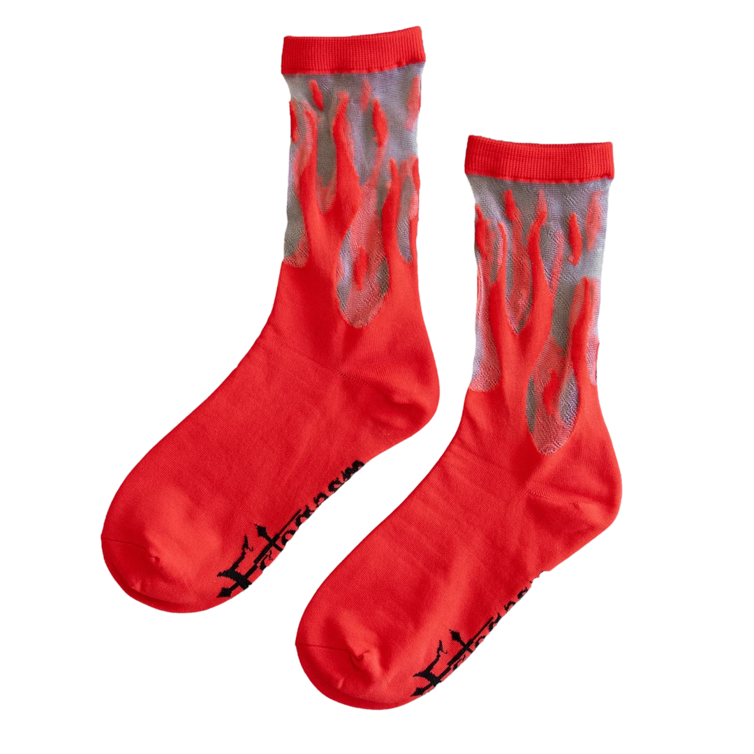 ECTOGASM SHEER FLAME SOCKS RED 4 ECTOGASM SHEER FLAME SOCKS RED