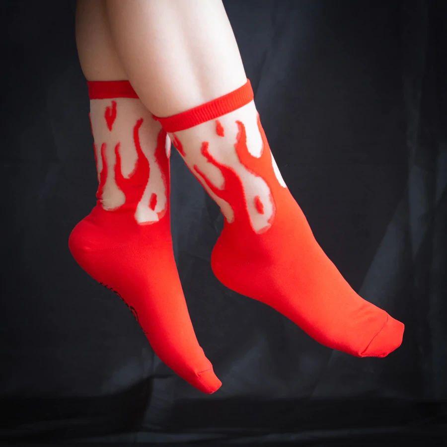 ECTOGASM SHEER FLAME SOCKS RED 5 ECTOGASM SHEER FLAME SOCKS RED