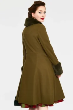 VOODOO VIXEN ERIN FAUX FUR TRIM COAT OLIVE Shop Sour+Plus