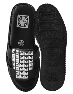 Ghouls Just Wanna Have Sun T.U.K. BLACK TUKSKIN STUDDED MULE SANDALS