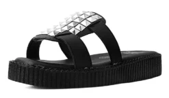Ghouls Just Wanna Have Sun T.U.K. BLACK TUKSKIN STUDDED MULE SANDALS