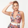 Shop Sour+Plus SMAK PARLOUR BLACK & PURPLE FLORAL PRINT FEELIN GROOVY CROP TOP