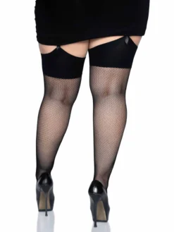 None FISHNET THIGH HIGH STOCKINGS W/ WIDE BAND 2X