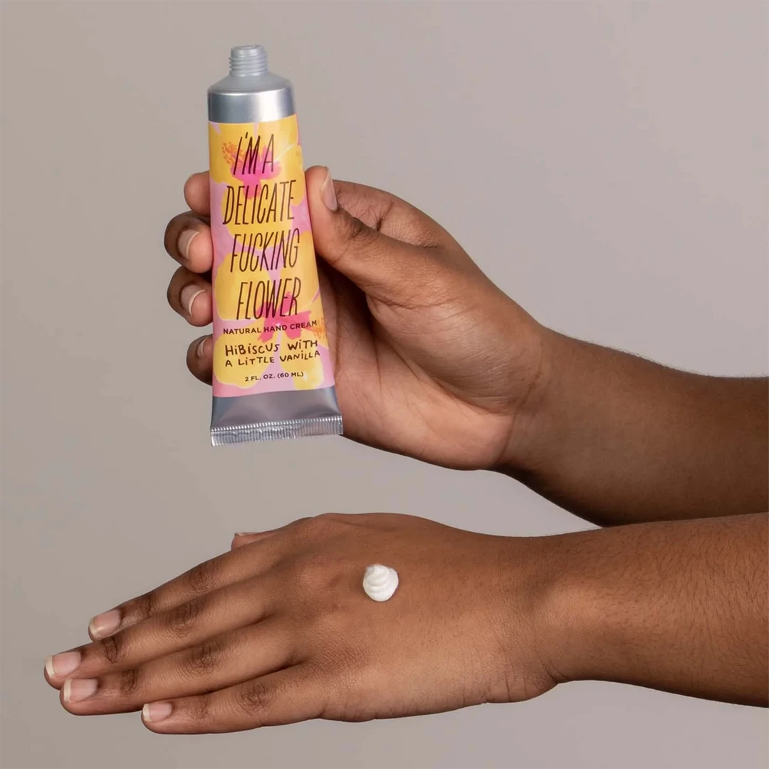 Blue Q I'M A DELICATE F*CKING FLOWER HAND CREAM HIBISCUS 4 Blue Q I'M A DELICATE F*CKING FLOWER HAND CREAM HIBISCUS