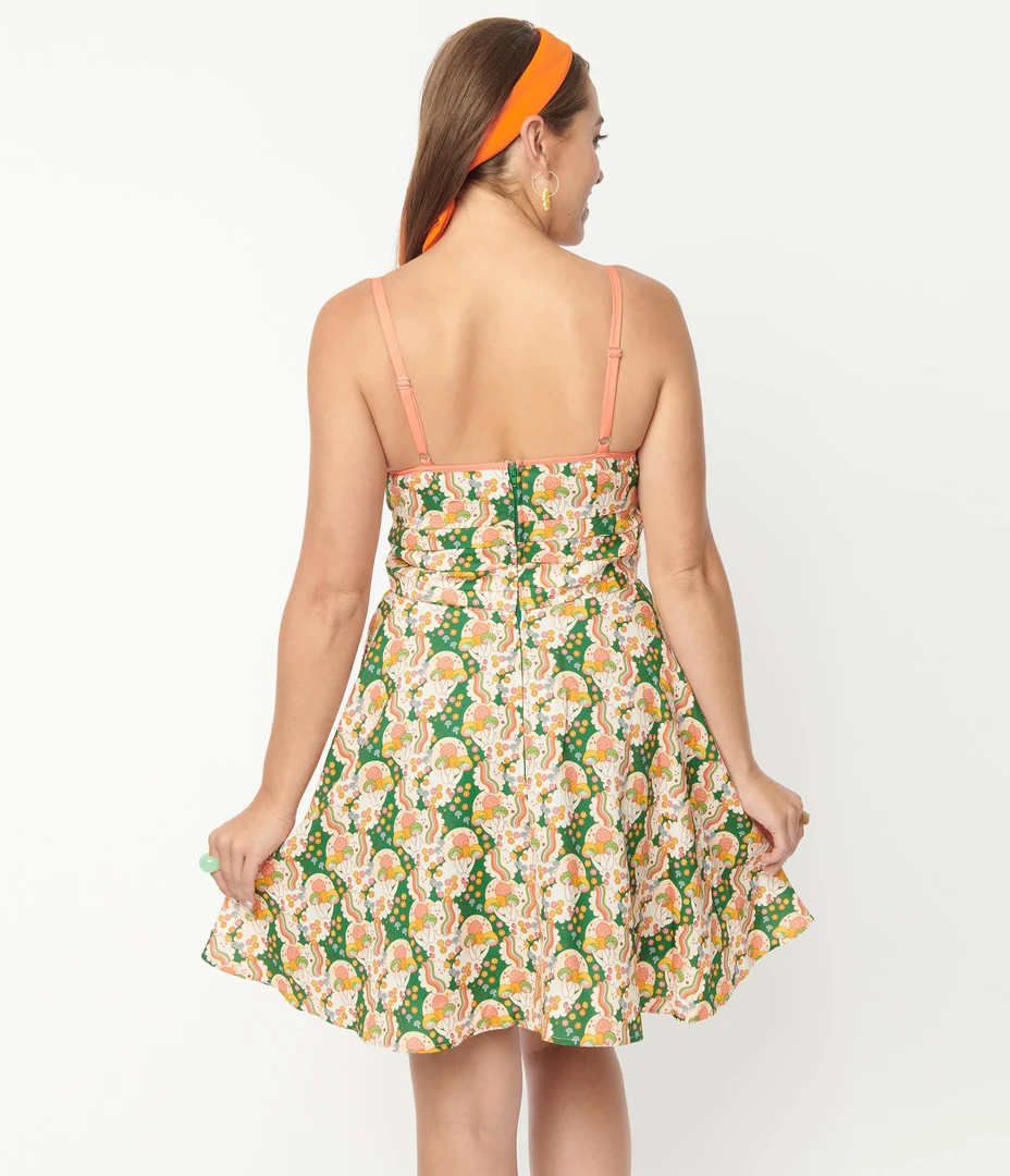 UNIQUE VINTAGE MUSHROOM PRINT FOLLOW YOUR HEART FIT & FLARE DRESS 7 UNIQUE VINTAGE MUSHROOM PRINT FOLLOW YOUR HEART FIT & FLARE DRESS