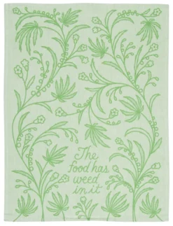 Blue Q FOOD HAS WEED IN IT DISH TOWEL Back In Stock