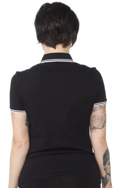 FRED PERRY GIRLS TWIN TIPPED POLO BLK/WHT
