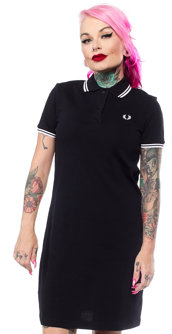 FRED PERRY GIRLS TWIN TIPPED POLO DRESS BLK 3 FRED PERRY GIRLS TWIN TIPPED POLO DRESS BLK