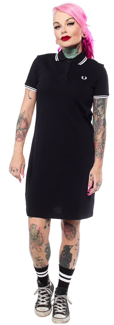 FRED PERRY GIRLS TWIN TIPPED POLO DRESS BLK 4 FRED PERRY GIRLS TWIN TIPPED POLO DRESS BLK