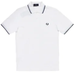 FRED PERRY TWIN TIPPED POLO SHIRT WHITE/ICE/NAVY Apparel