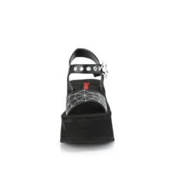 Back In Stock DEMONIA SPIDER BUCKLE PLATFORM ANKLE STRAP SANDALS BLACK