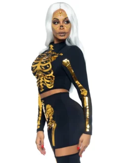 None TWO PIECE GOLDEN SKELETON COSTUME Apparel