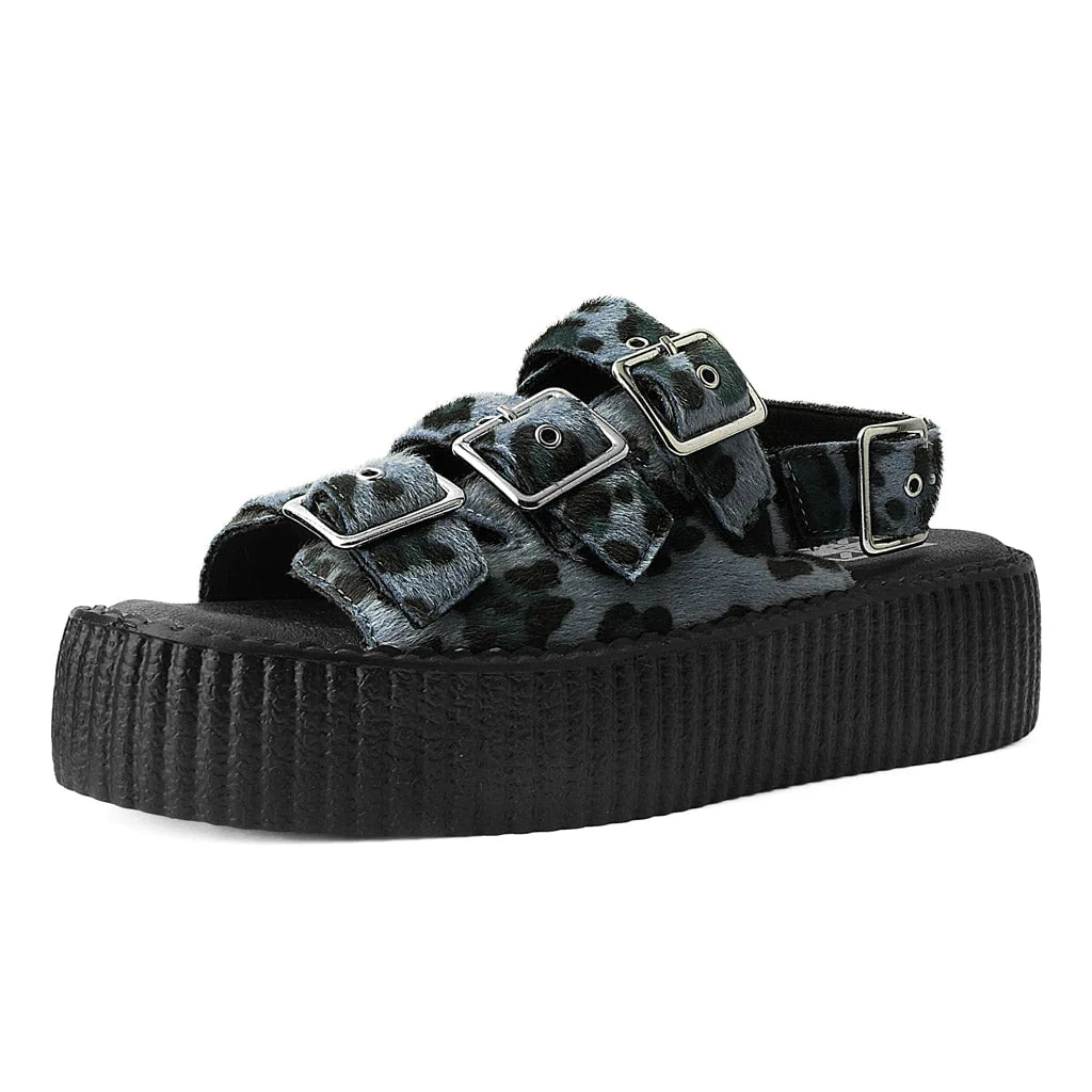 T.U.K. GREY LEOPARD 3-BUCKLE MONDO SANDALS 3 T.U.K. GREY LEOPARD 3-BUCKLE MONDO SANDALS