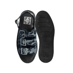 T.U.K. GREY LEOPARD 3-BUCKLE MONDO SANDALS 10 T.U.K. GREY LEOPARD 3-BUCKLE MONDO SANDALS