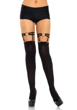 None DUAL STRAP ELASTIC THIGH HIGH GARTER SUSPENDER WITH HEART Back In Stock