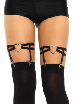None DUAL STRAP ELASTIC THIGH HIGH GARTER SUSPENDER WITH HEART Back In Stock