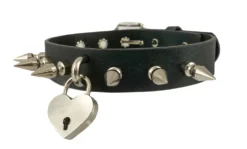 None Accessories SPIKED HEART LOCK AND KEY CHOKER