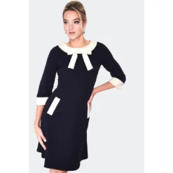 VOODOO VIXEN HELEN 60'S KNIT DRESS WITH POCKETS BLACK Apparel