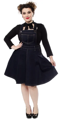 HELL BUNNY DAKOTA DENIM PINAFORE DRESS