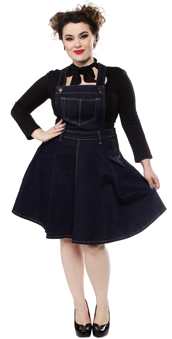 HELL BUNNY DAKOTA DENIM PINAFORE DRESS 4 HELL BUNNY DAKOTA DENIM PINAFORE DRESS