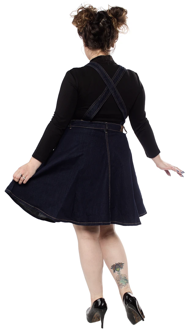 HELL BUNNY DAKOTA DENIM PINAFORE DRESS 5 HELL BUNNY DAKOTA DENIM PINAFORE DRESS