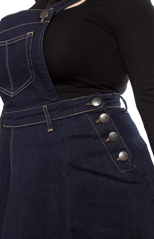 HELL BUNNY DAKOTA DENIM PINAFORE DRESS 6 HELL BUNNY DAKOTA DENIM PINAFORE DRESS