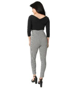 Shop Sour+Plus UNIQUE VINTAGE HOUNDSTOOTH RIZZO CIGARETTE PANTS