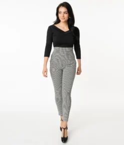 Shop Sour+Plus UNIQUE VINTAGE HOUNDSTOOTH RIZZO CIGARETTE PANTS 9 Shop Sour+Plus UNIQUE VINTAGE HOUNDSTOOTH RIZZO CIGARETTE PANTS