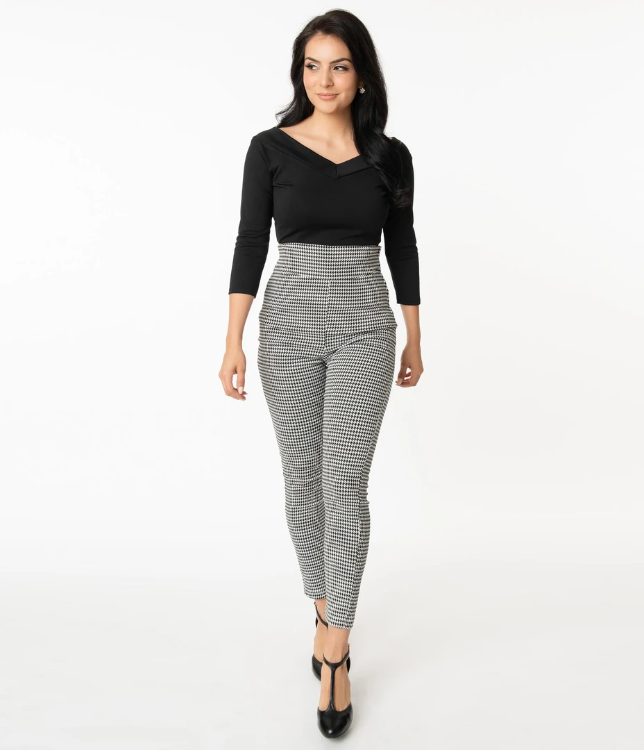 Shop Sour+Plus UNIQUE VINTAGE HOUNDSTOOTH RIZZO CIGARETTE PANTS 5 Shop Sour+Plus UNIQUE VINTAGE HOUNDSTOOTH RIZZO CIGARETTE PANTS