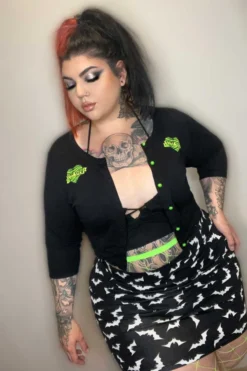 SOURPUSS LUNA BATS MIDI SKIRT